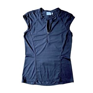 Athleta Solid Black 1/2 Zip Tank Top Athletic Workout Tank T-shirt Medium